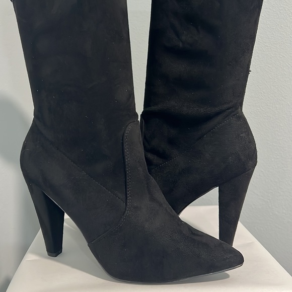 FRENCH CONNECTION Black Faux Suede Over the Knee Jordan Boot - Picture 7 of 16